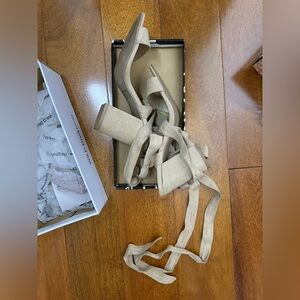 NUDE SUEDE LACE UP HEELS